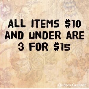 All items under $10 are 3 for $15